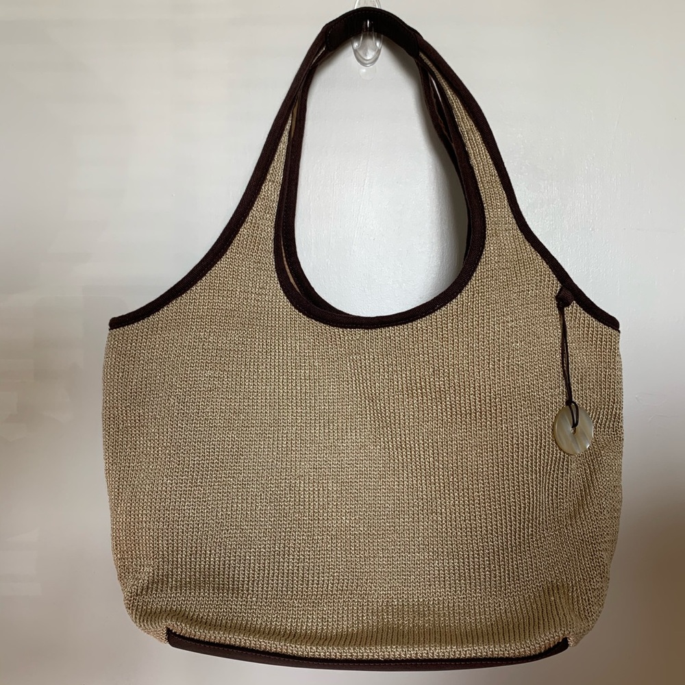 the sak crochet tote bag in bamboo